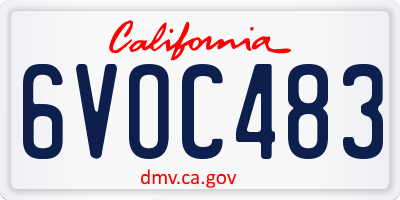 CA license plate 6VOC483