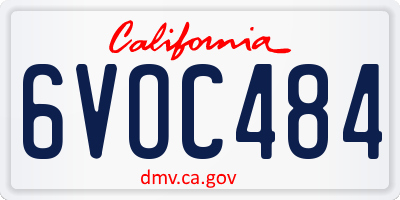 CA license plate 6VOC484