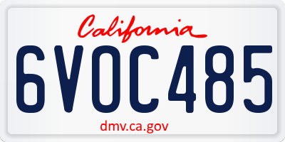 CA license plate 6VOC485