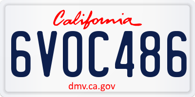 CA license plate 6VOC486