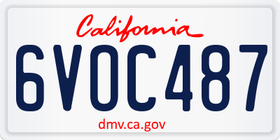 CA license plate 6VOC487