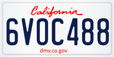 CA license plate 6VOC488
