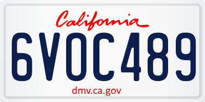 CA license plate 6VOC489