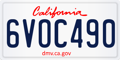 CA license plate 6VOC490