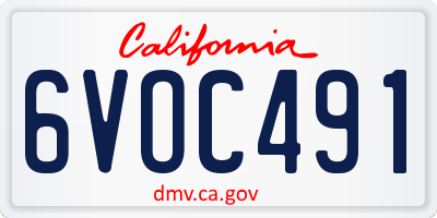 CA license plate 6VOC491