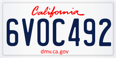 CA license plate 6VOC492