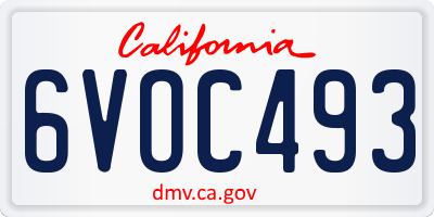 CA license plate 6VOC493