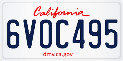 CA license plate 6VOC495