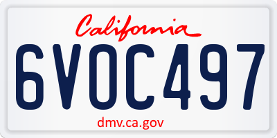 CA license plate 6VOC497