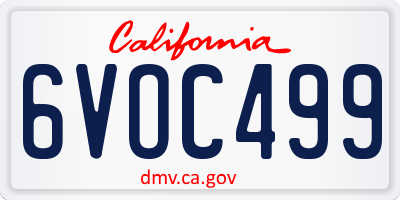 CA license plate 6VOC499