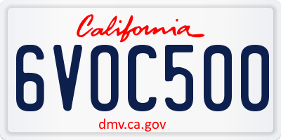 CA license plate 6VOC500