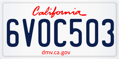 CA license plate 6VOC503