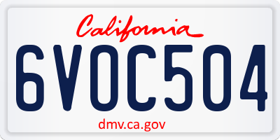 CA license plate 6VOC504