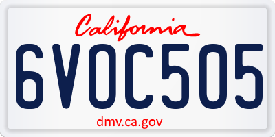 CA license plate 6VOC505