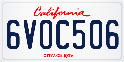 CA license plate 6VOC506