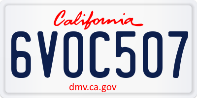 CA license plate 6VOC507
