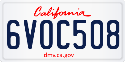 CA license plate 6VOC508