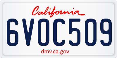 CA license plate 6VOC509