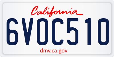 CA license plate 6VOC510