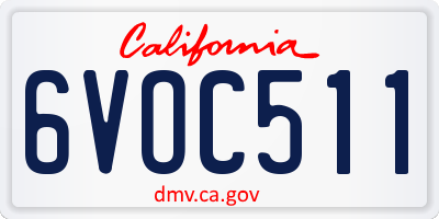 CA license plate 6VOC511