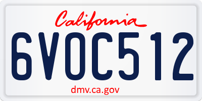 CA license plate 6VOC512