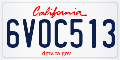 CA license plate 6VOC513