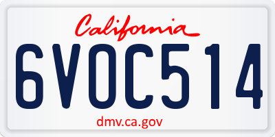 CA license plate 6VOC514