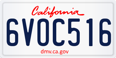 CA license plate 6VOC516