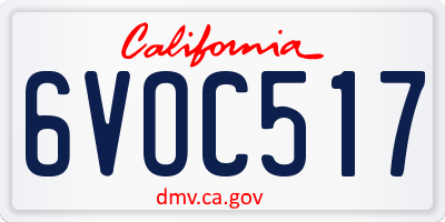 CA license plate 6VOC517