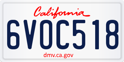 CA license plate 6VOC518
