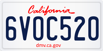 CA license plate 6VOC520