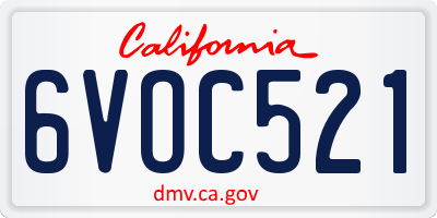 CA license plate 6VOC521