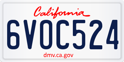 CA license plate 6VOC524