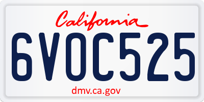 CA license plate 6VOC525