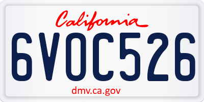 CA license plate 6VOC526