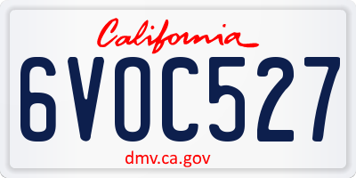 CA license plate 6VOC527