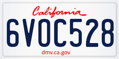 CA license plate 6VOC528