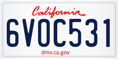 CA license plate 6VOC531