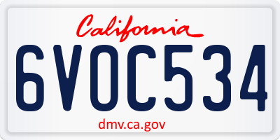 CA license plate 6VOC534