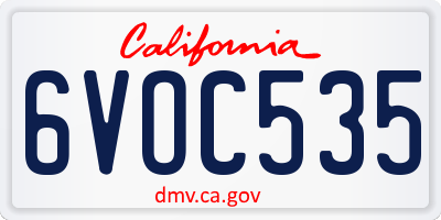 CA license plate 6VOC535