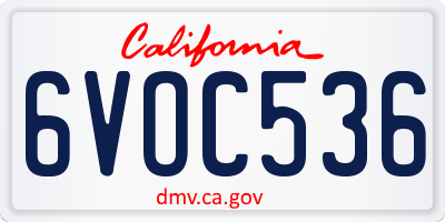 CA license plate 6VOC536