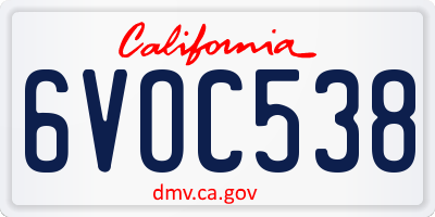 CA license plate 6VOC538