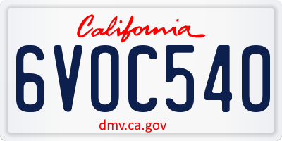 CA license plate 6VOC540