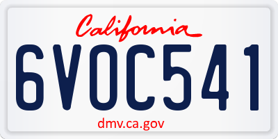CA license plate 6VOC541