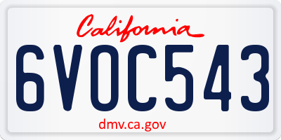 CA license plate 6VOC543