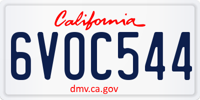 CA license plate 6VOC544