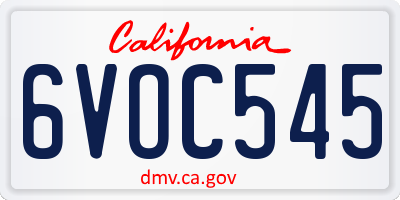 CA license plate 6VOC545