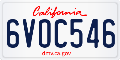 CA license plate 6VOC546