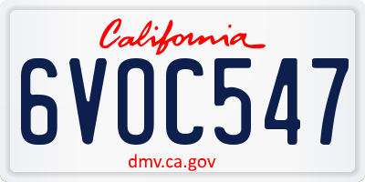 CA license plate 6VOC547