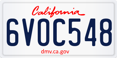 CA license plate 6VOC548